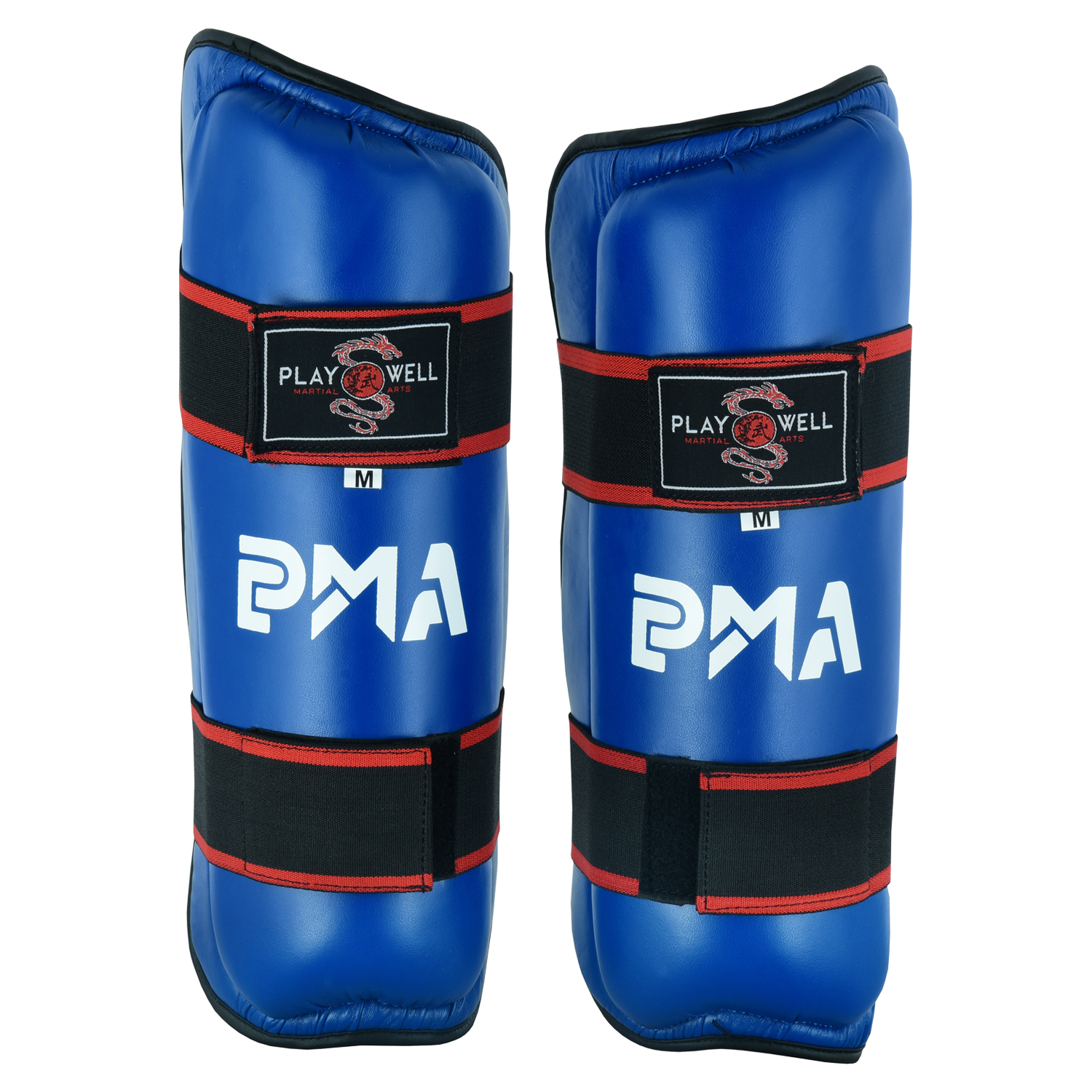 Semi Contact Elite Kickboxing Shin Guards - Blue - Click Image to Close