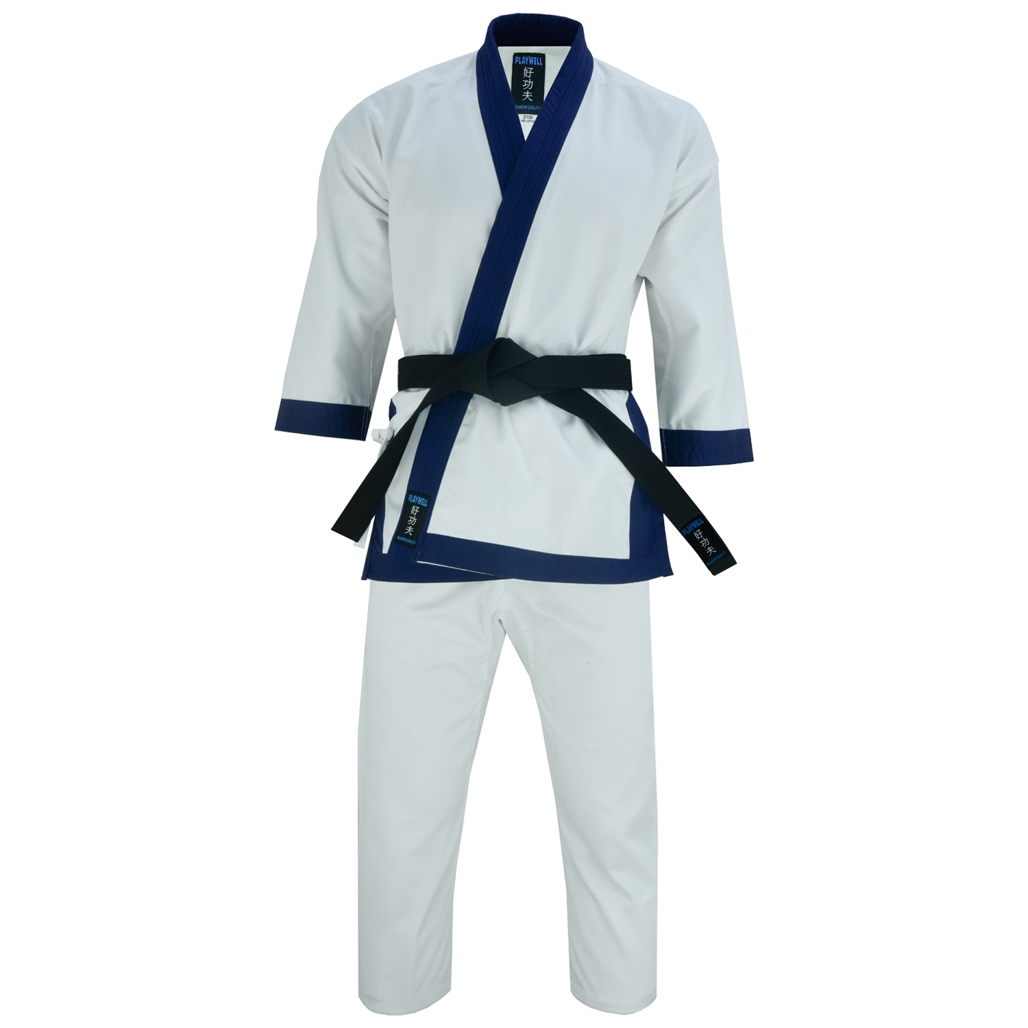 Tang Soo Do Adults Medium Weight 10oz Blue Trim Uniform - Click Image to Close