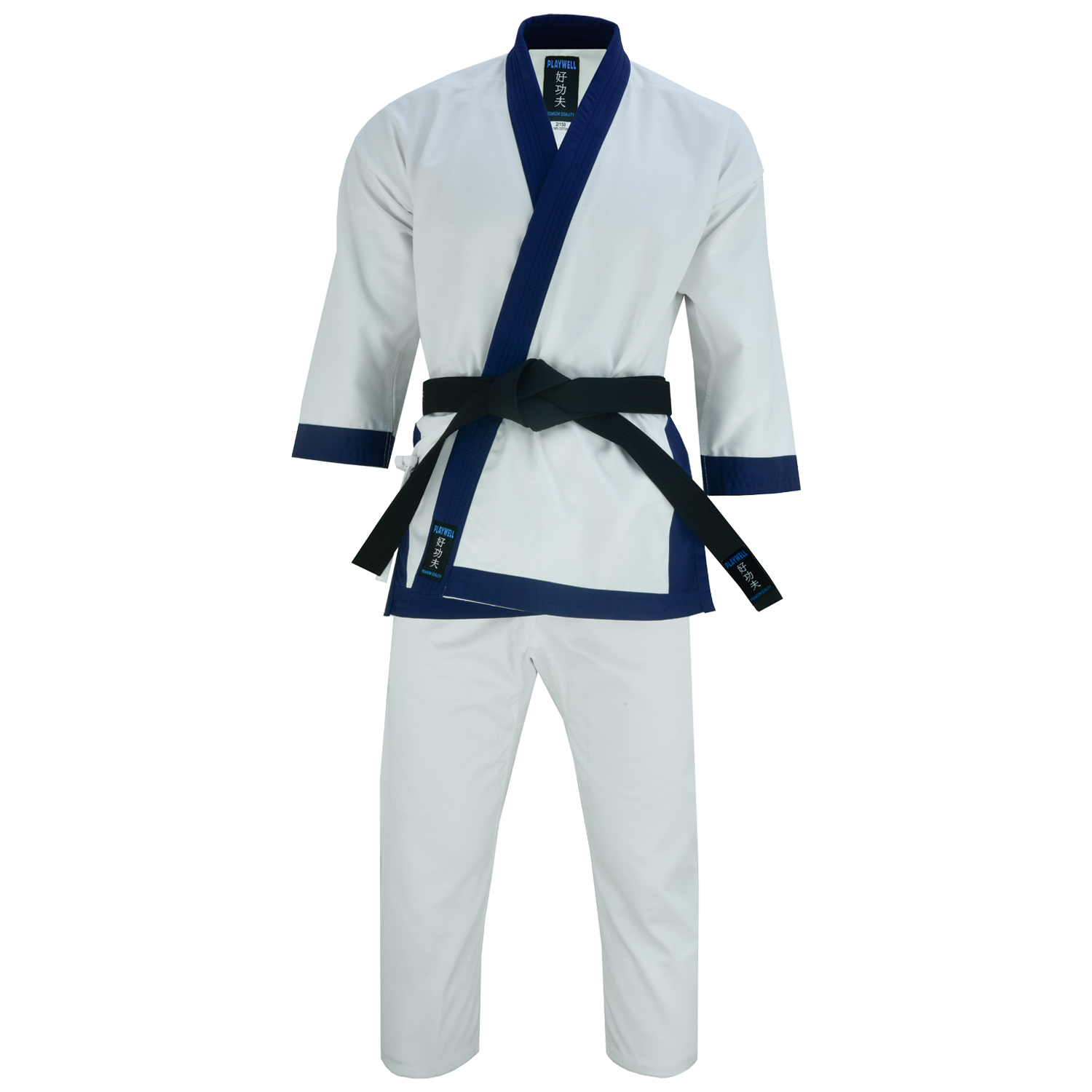 Tang Soo Do Childrens Medium Weight 10oz Blue Trim Uniform - Click Image to Close