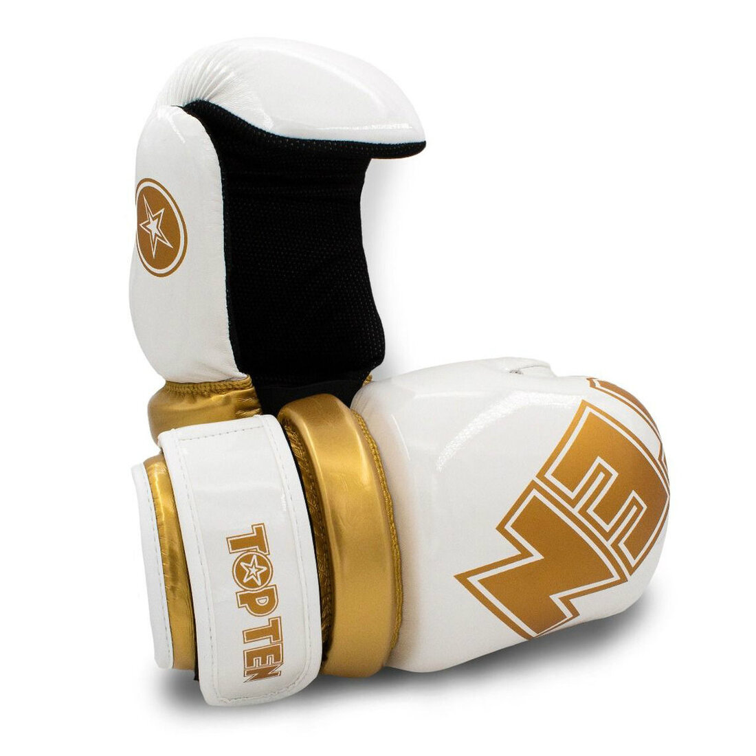 Top Ten WAKO Approved Kids Pointfighter Glossy Gloves - White - Click Image to Close