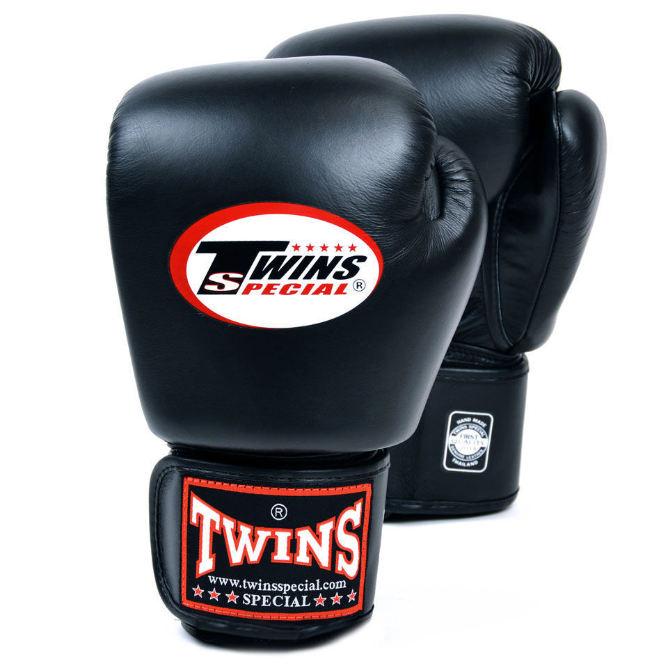 Twins BGVL3 Leather Boxing Gloves - Black - Click Image to Close