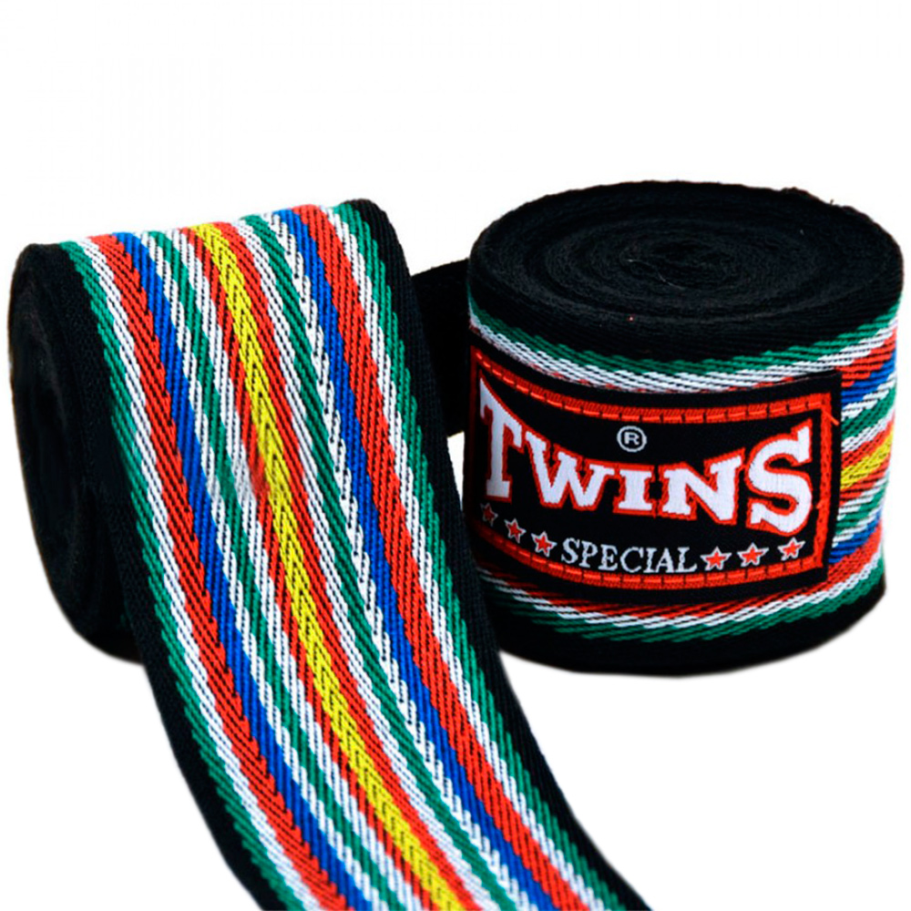 Twins Black Traditional Cotton Hand Wraps - 5M - Click Image to Close
