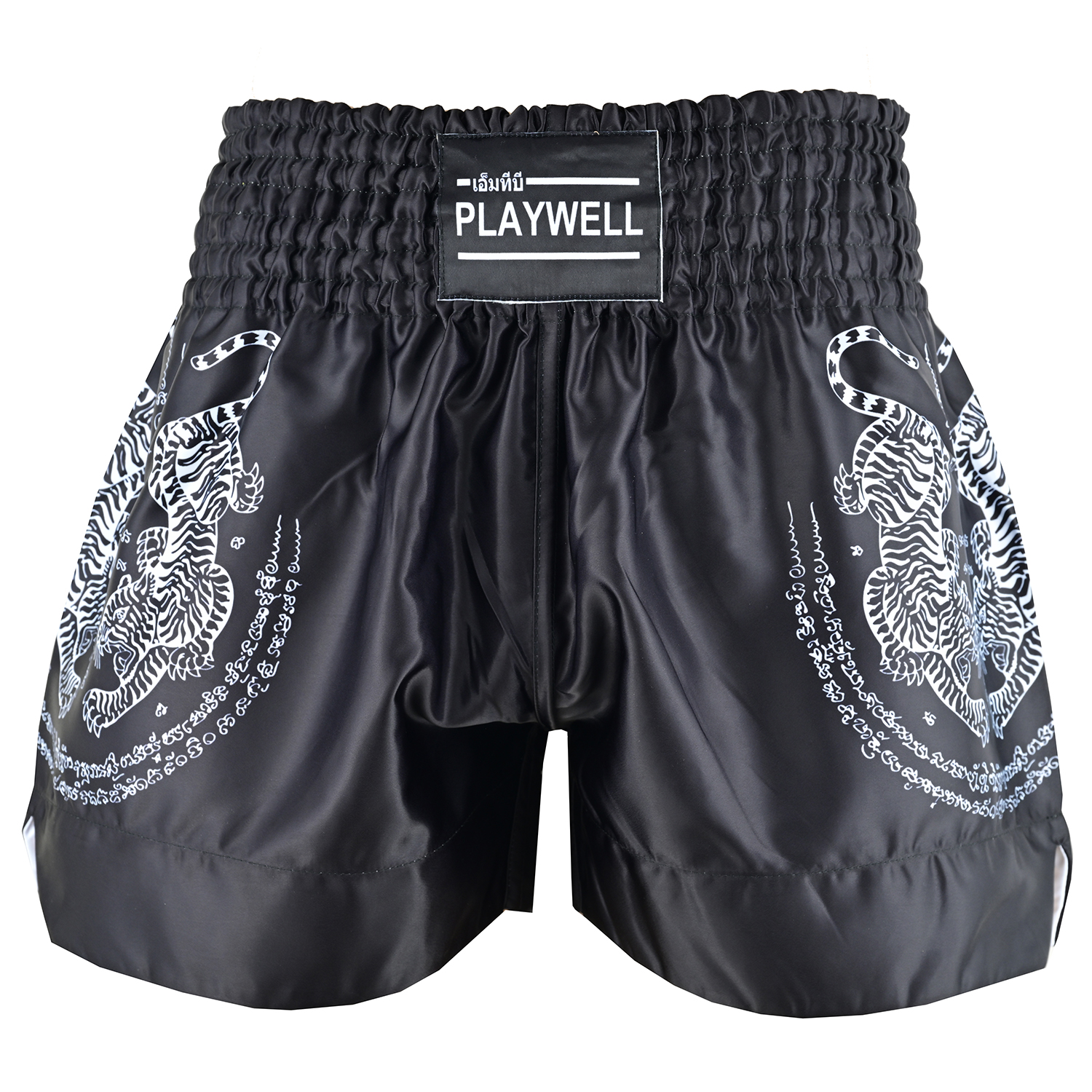 Twin Tiger Satin Muay Thai Competition Fight Shorts - Black