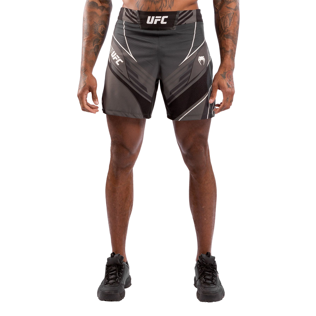 Venum x UFC Authentic Gladiator Mens Fight Shorts - Black/White - Click Image to Close