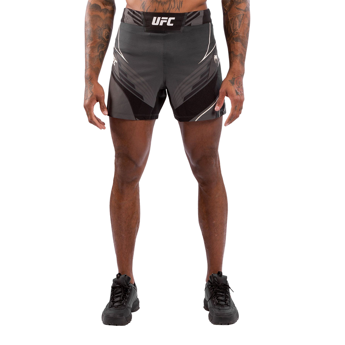 Venum x UFC Authentic Short Fit Mens Fight Shorts - Black/White - Click Image to Close