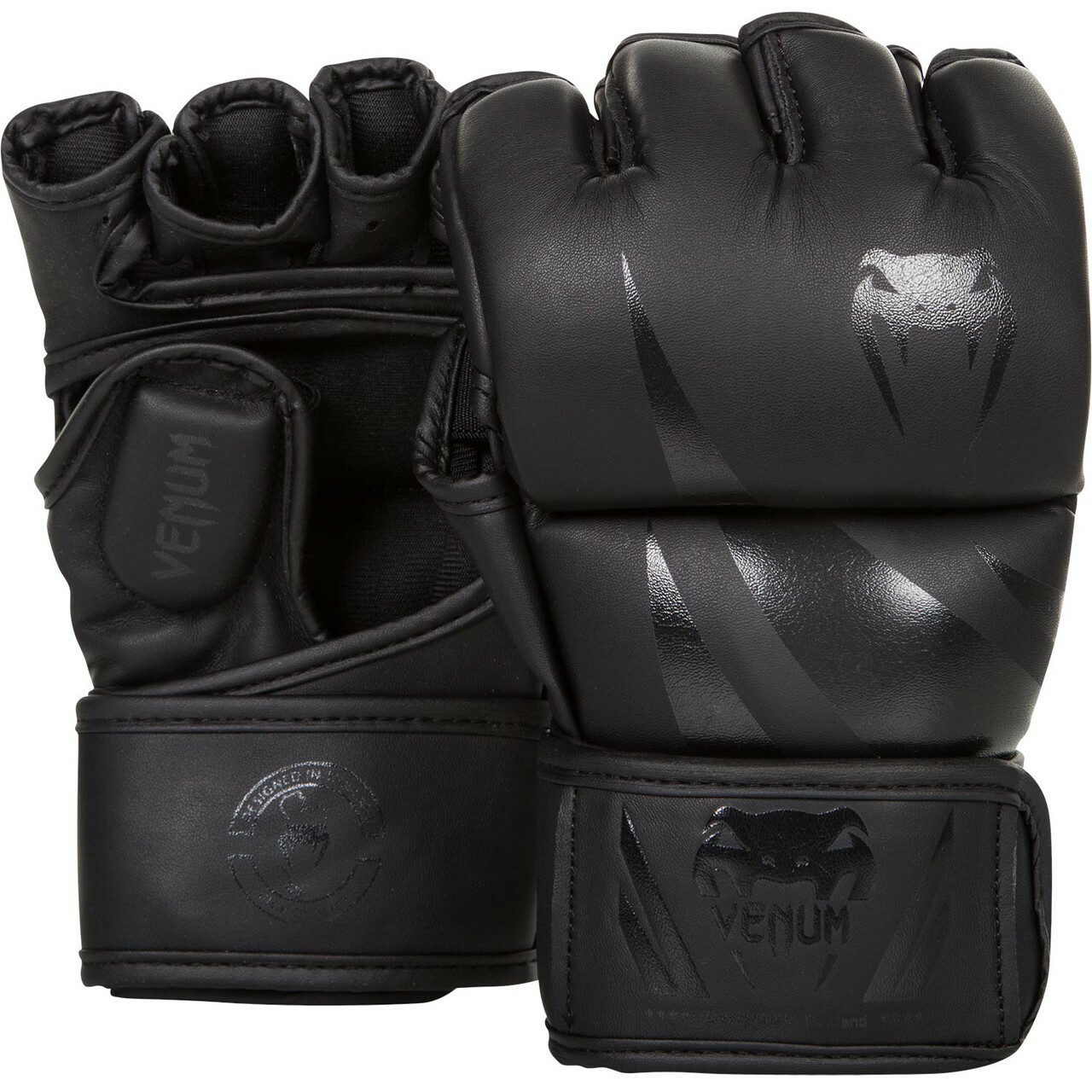 Venum MMA Challenger 4oz Fight Gloves - Matte Black/Black - Click Image to Close