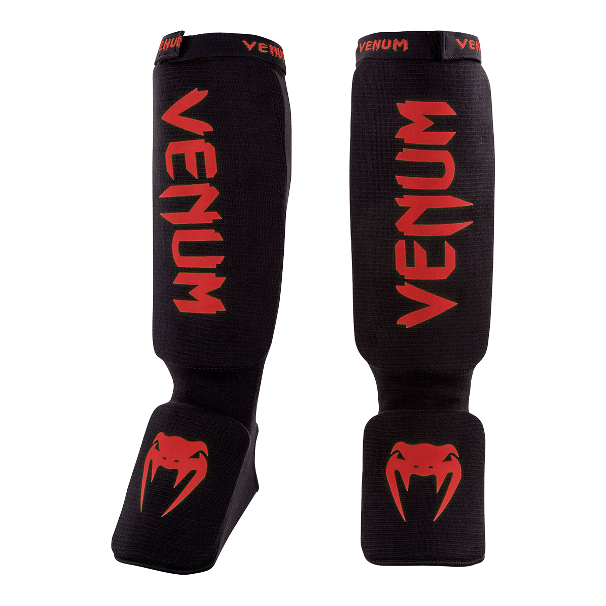 Venum Contact ElastIcated Shin Guards - Black/Red - Click Image to Close