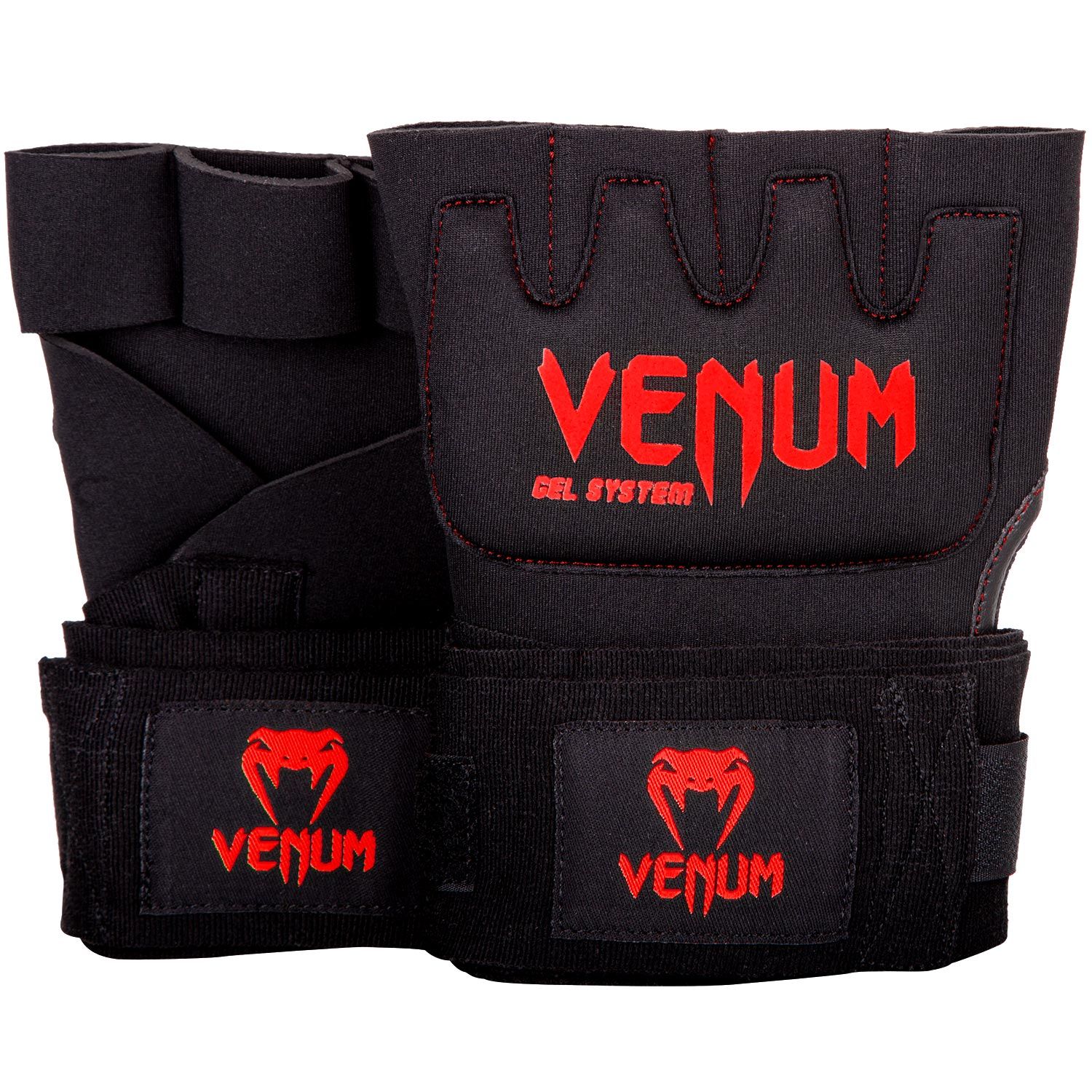 Venum MMA Contact Shock Gel Glove Hand Wraps - Black/Red - Click Image to Close