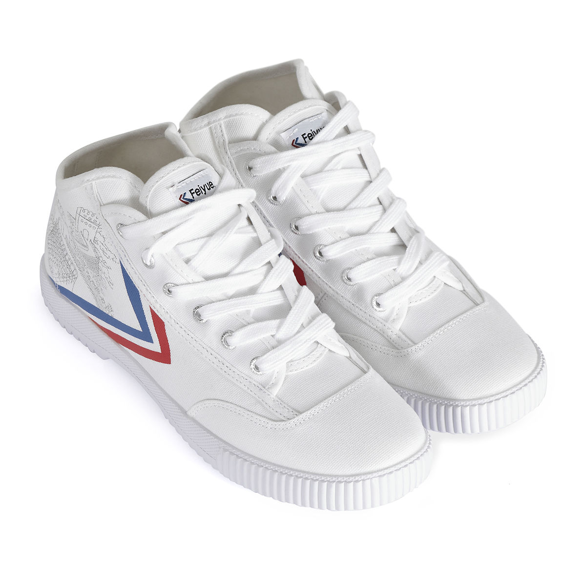 High Top Feiyue Vintage Wushu Training Shoes : White - Click Image to Close