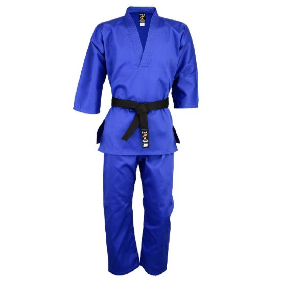 Karate Blue V-Neck Pull Over Uniform : Children - 9oz - Click Image to Close
